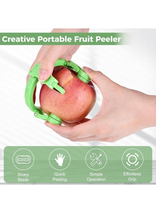 أداة تقشير الفواكه والخضروات اليدوية المحمولة، مقشرة تفاح وكمثرى قابلة للتعديل والطي، ماكينة تقشير فواكه وخضروات سريعة وعالية الجودة للمطبخ المنزلي، تقشير البطاطس، التفاح، الكمثرى، الخوخ، الكيوي، البصل، البطيخ، تصميم محمول وخفيف الوزن مع شفرة ستانلس ستيل حادة وآمنة، أداة متعددة الاستخدامات للتخييم والنزهات والمطبخ، سهلة الاستخدام وفعالة لتقشير جميع أنواع الفواكه والخضروات بسرعة ودقة - Image 2